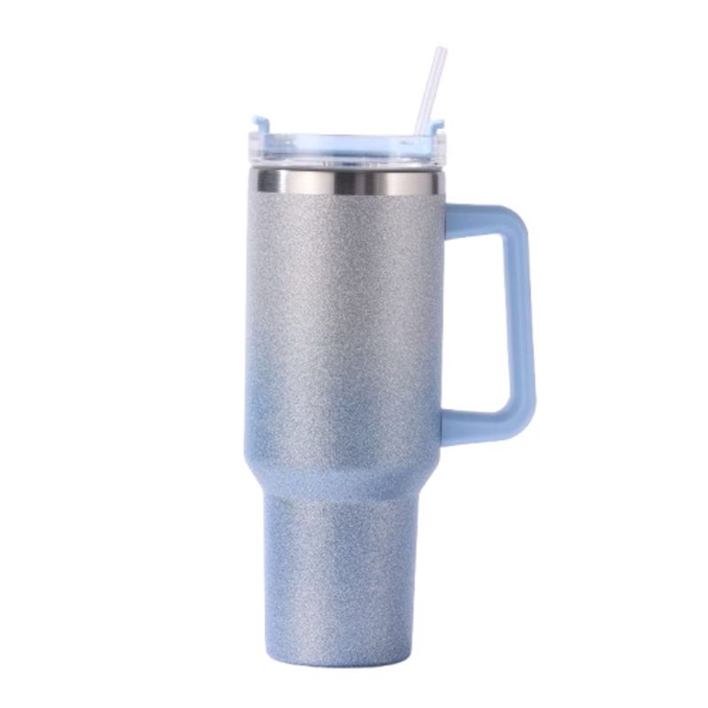 Gradient Glitter Travel Mug with Straw for Coffee Iced Drinks -1200ml