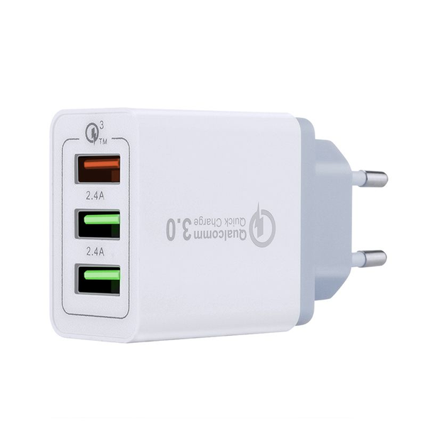 iLite 6.4A 3-Port Qualcomm Charging Wall Adapter - White
