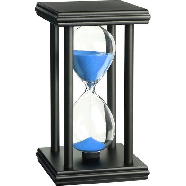 Black Blue 30 Minutes Wood Hourglass Sand Cooking Timer