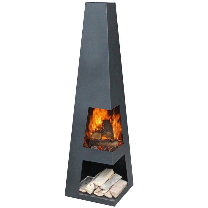 Avianto Black Steel Outdoor Fireplace