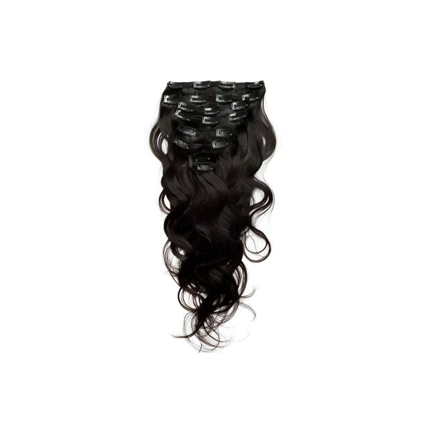 Remy Human Hair - Body Wave Color 1B XXL 7 Pieces Brazilian Clip In Extensions