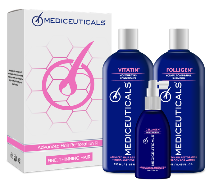 Mediceuticals Advanced Hair Restore Kit - Women Thinning Hair Fine - Normal