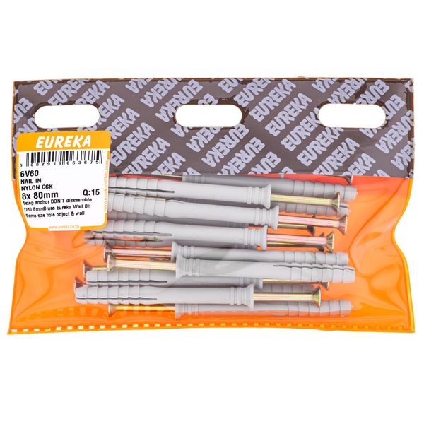 EUREKA Nail-In Anchor Nylon Countersunk 8 x 80mm Q:15 6V60