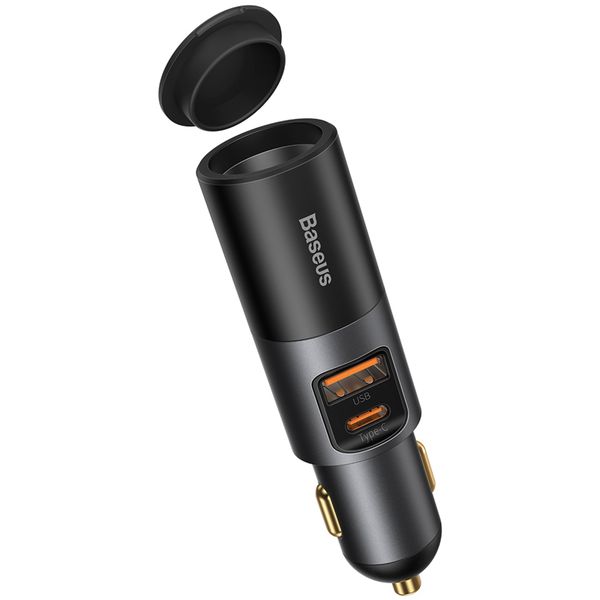 Baseus 2-in-1 120W USB-C+A Fast Charge Car Charger + Cigarette Lighter Port