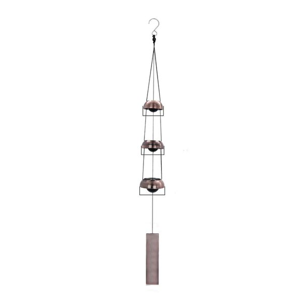 Wind Chimes Red Copper Hanging Bells with 3 Bells for Outdoor Decoration