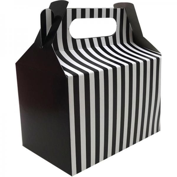 Black &amp; White Stripe Party Boxes -12 Pack