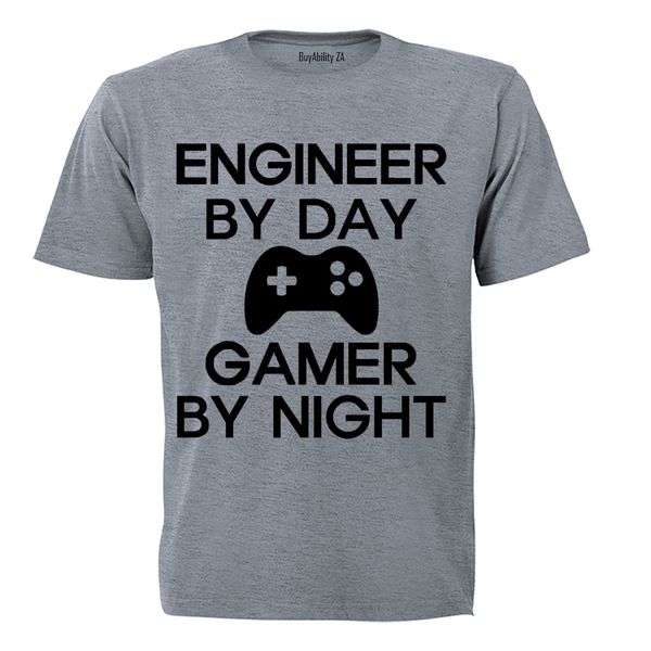 Gamer By Night - Mens - T-Shirt - Grey image