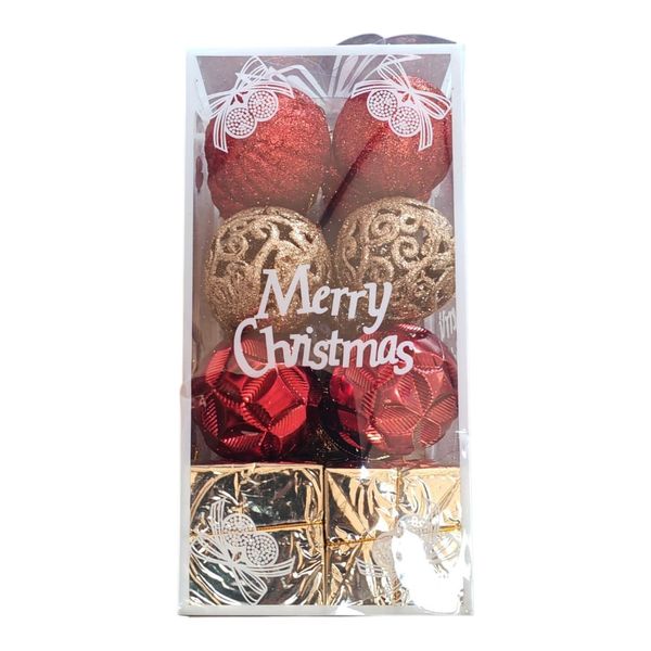 16 piece assorted Christmas tree decoration Red and Gold