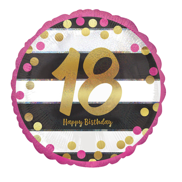 Foil Balloon 18 inch Birthday Pink and Gold 18th