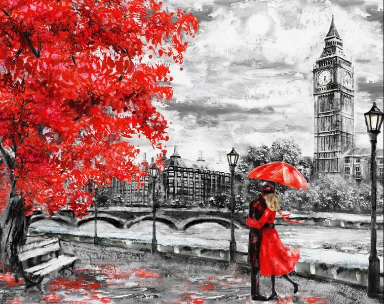 Paint By numbers for Adult - Red London Framed