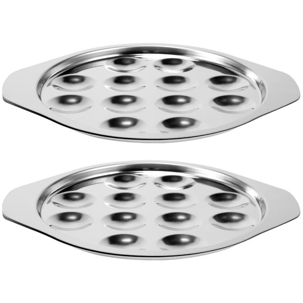 2 Pcs Snail Dish Plate Restaurant Stainless Steel Round Snail Plate