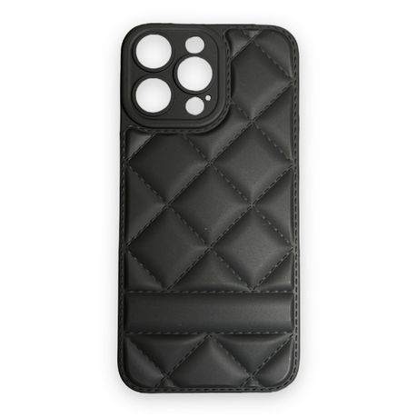 AMA Quilted Phone Case With Lanyard For iPhone 14 Pro Max Black