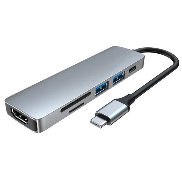 MR A TECH 6-in-1 USB C Hub Multiport Adapter Aluminum Dongle with 4K HDMI
