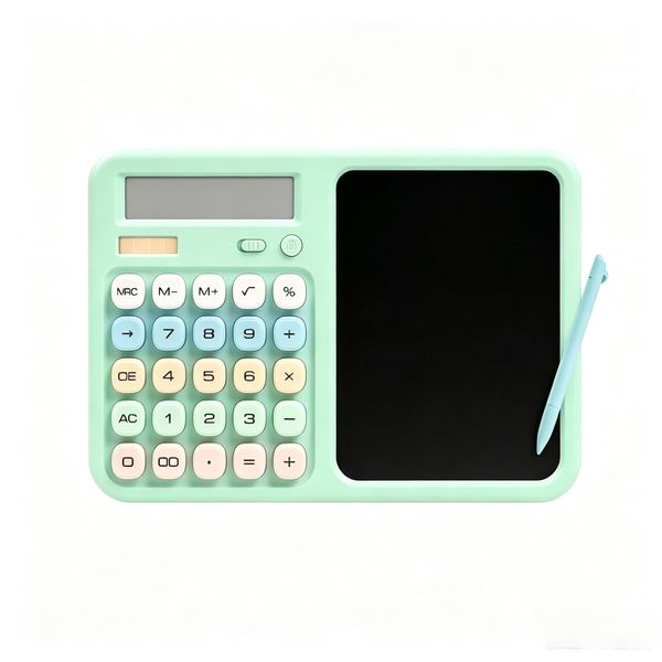 Multifunctional Calculator with Writing Tablet - Solar &amp; Battery Green