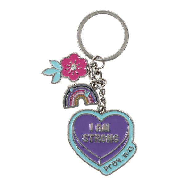 Key Ring with Charm - I Am Strong, Metal