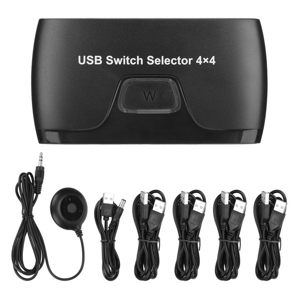 4-Port KVM Switch, Share Keyboard/Mouse/Printer, Multi-OS