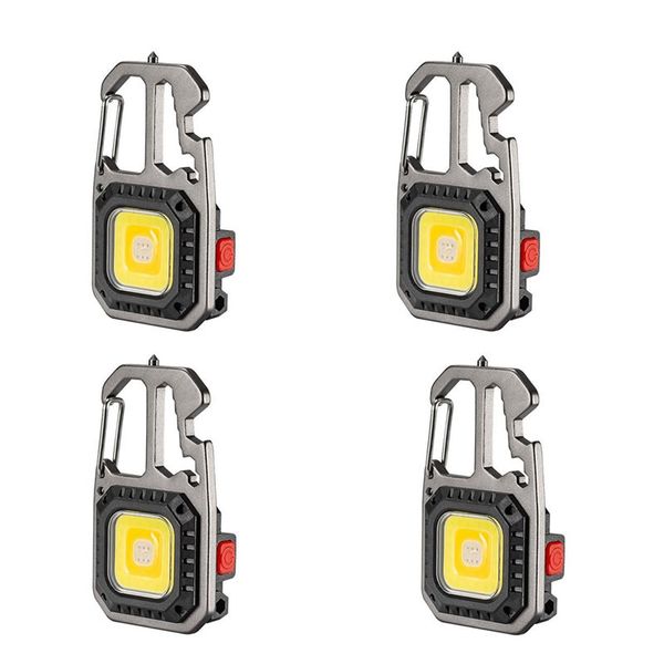 4 Set of 4-in-1 Mini Torch LED Keychain Light