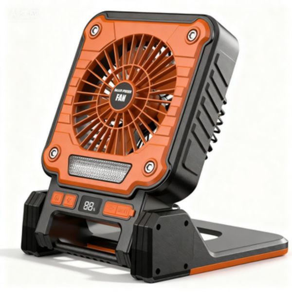 Rechargeable Portable Work Fan with LED Light and Digital Display