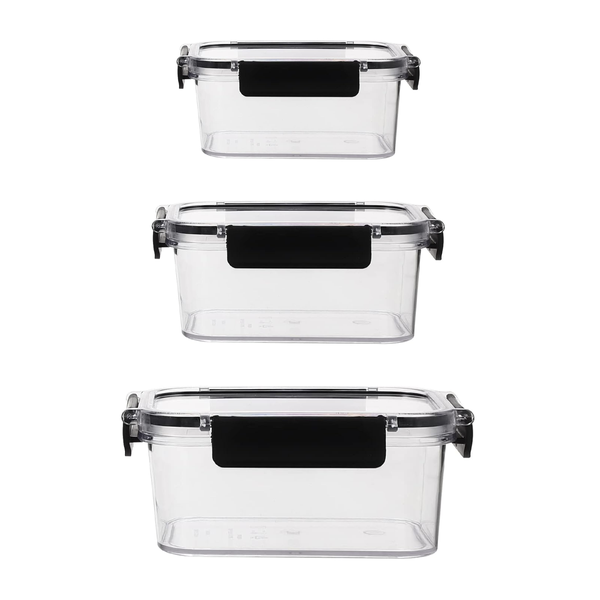 Set of 3 Nesting Plastic Food Storage Containers - Rectangle