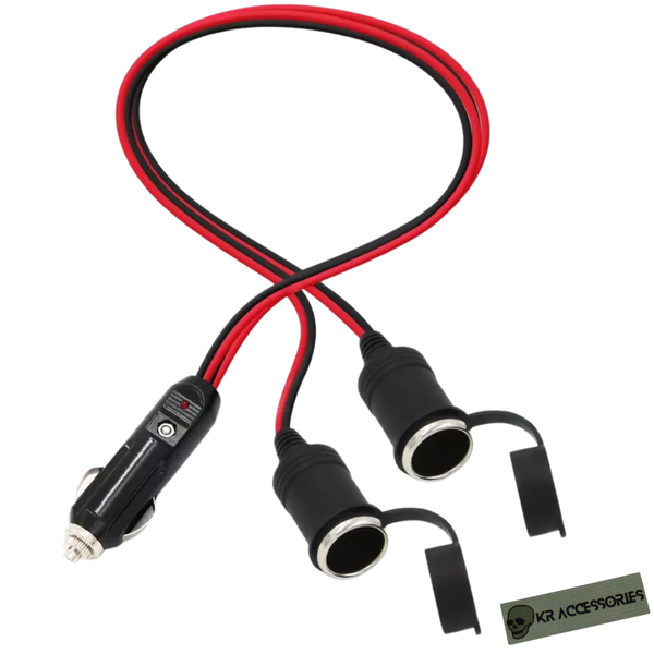 KR Power Adapter Cigarette Lighter Splitter Male Plug to 2 Female Sockets