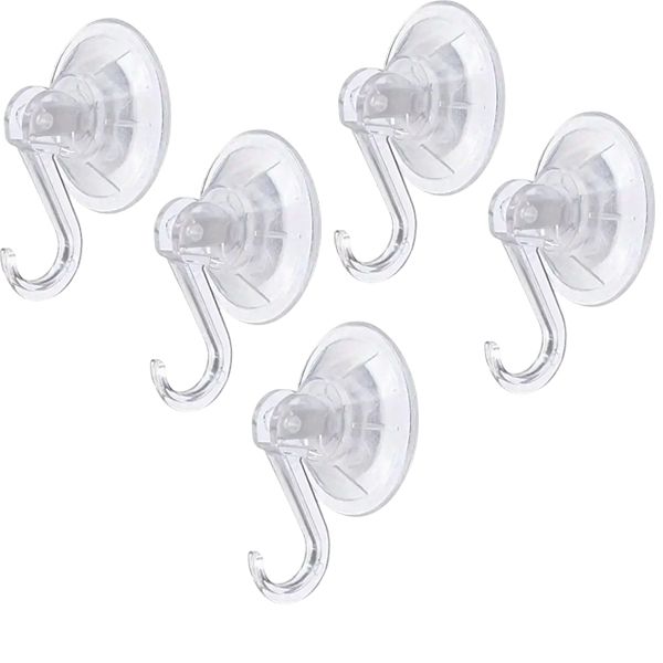 5-Pack Heavy Duty Suction Hooks-No Drill Towel Hangers for Shower &amp; Kitchen