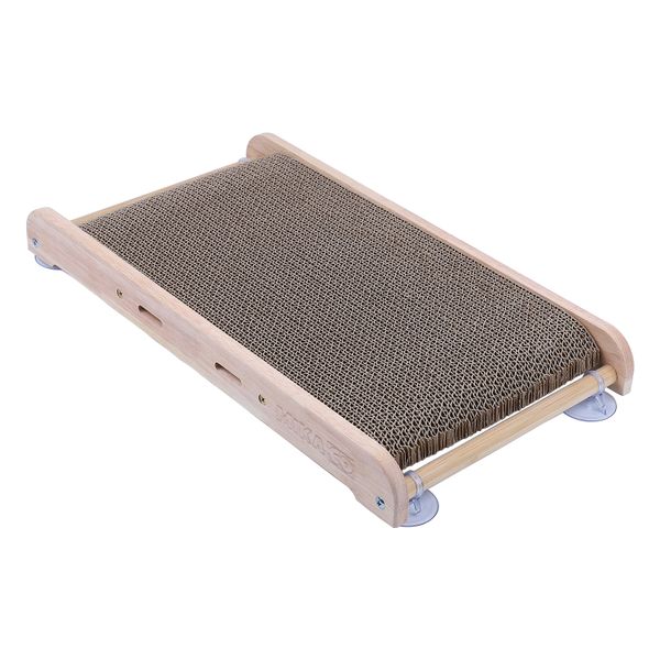 Wooden Corrugated Paper Cat Scratching Board With Suction Cups-46x25x5CM
