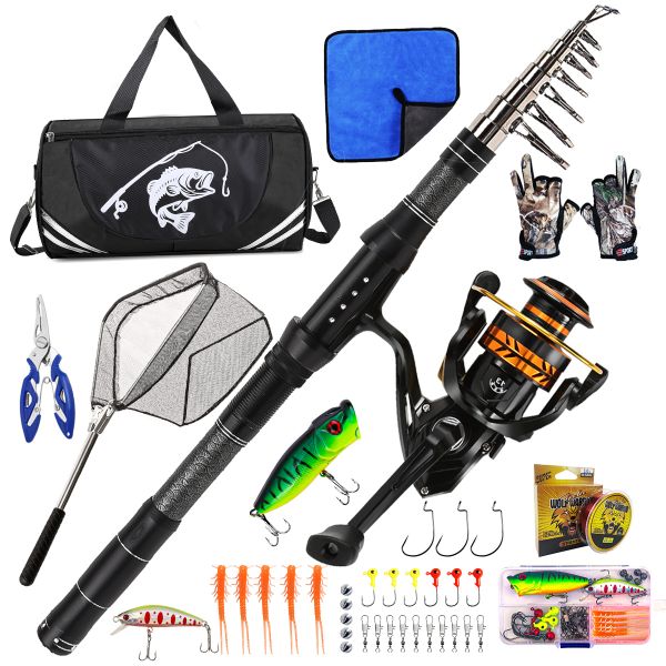 1.8M-3M Carbon Fiber Lure Rod Kit Fishing Set with Bag &amp; Net - MJ02