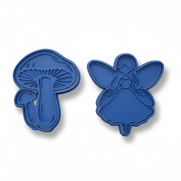 Fairy &amp; Mushroom Cookie Cutter &amp; Stamp Set - Medium Size