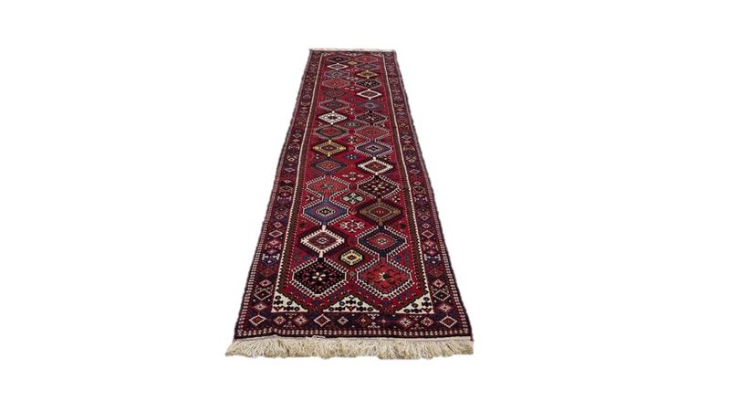 Very Fine Persian Yalemeh Carpet - 407cm x 85cm - Hand Knitted