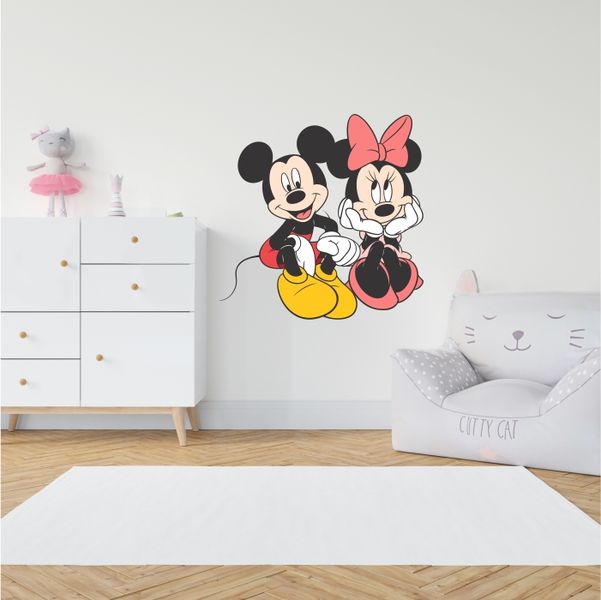 Mickey Mouse and Minnie Mouse Sitting Together Decal