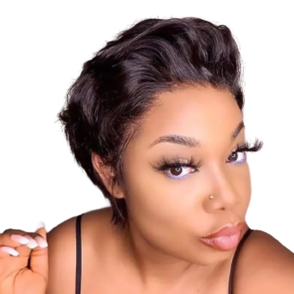 Full Frontal Brazilian Pixie Hair Cut Wig.