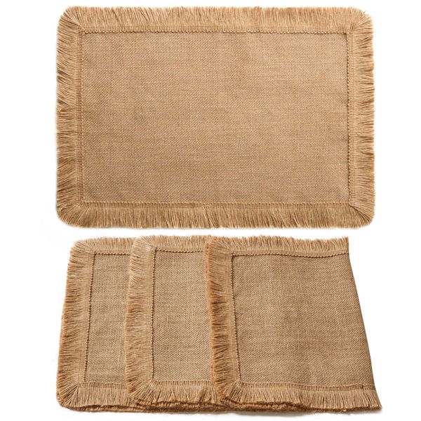 Chenshia 4pc Natural Jute Linen Placemats Kitchen&amp;Dining Tabletop Mat Decor