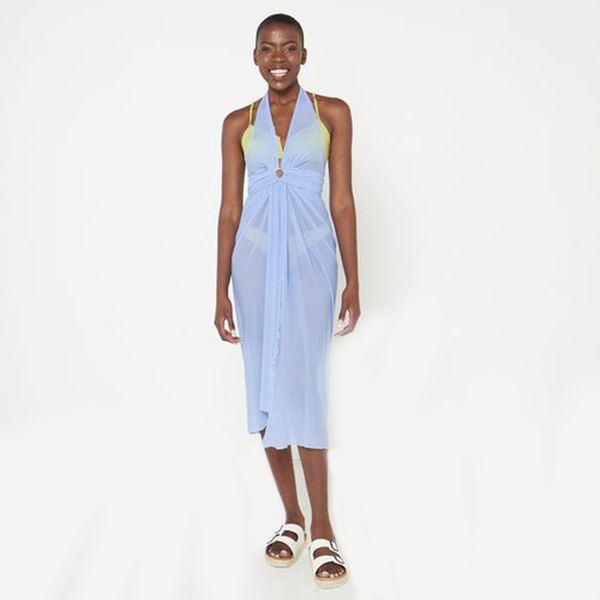 UB Creative Mesh Ring Wrap Dress - Light Blue