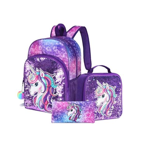 3-Piece Girls Unicorn Backpack Set Image