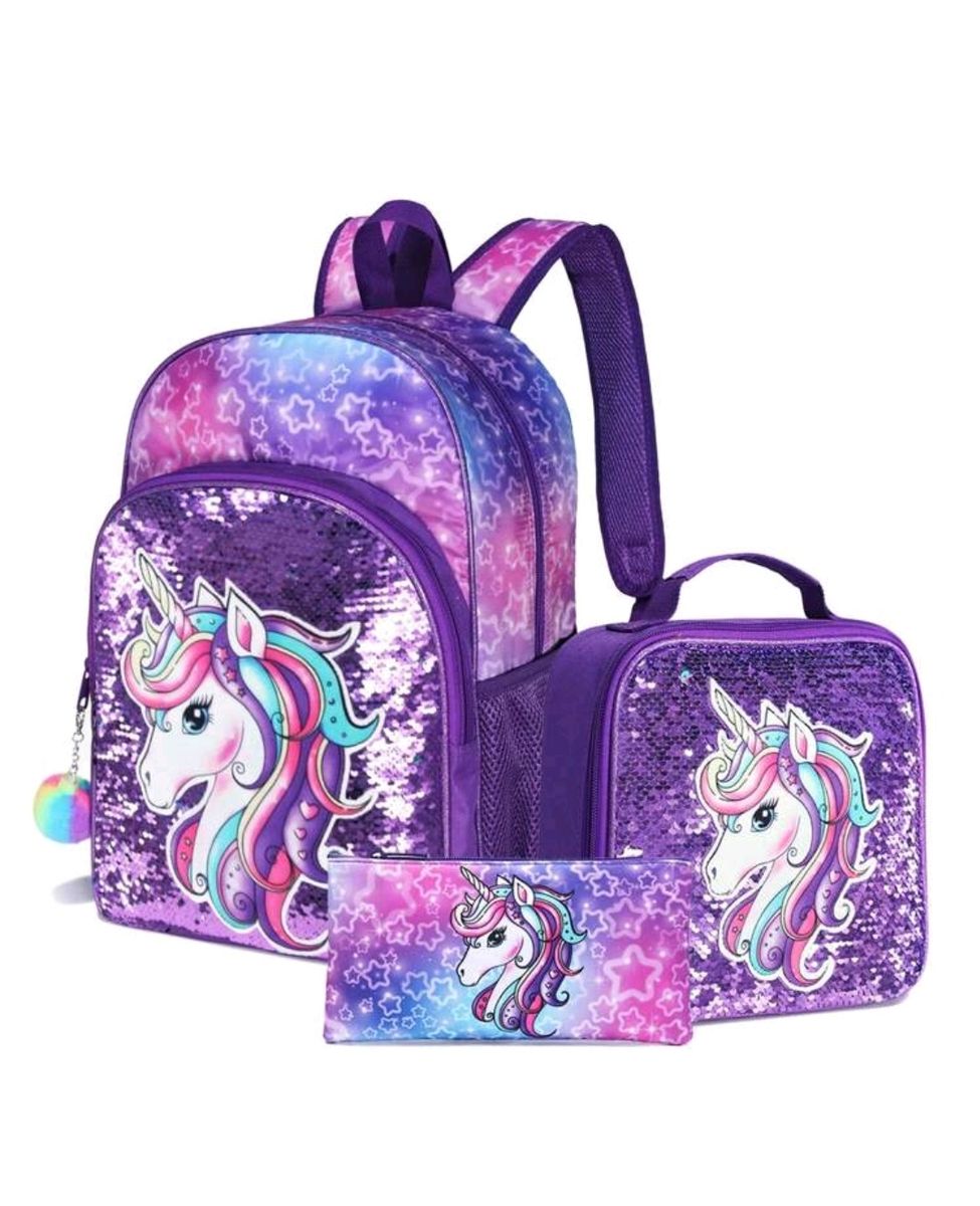 3-Piece Girls Unicorn Backpack Set
