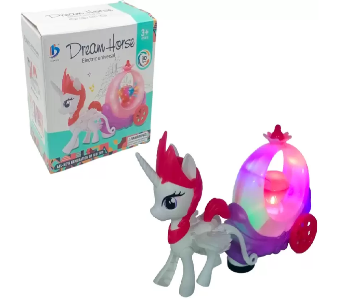 Kitro White Horse Musical Unicorn With Trailer