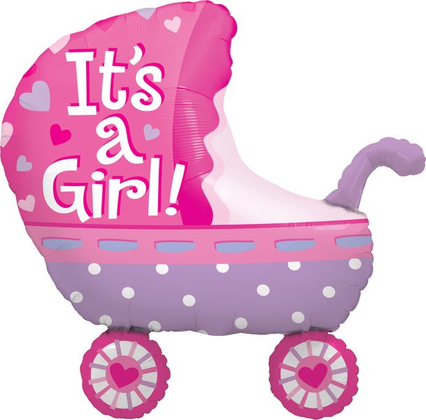 35 Inch Foil Shape Its A Girl Baby Stroller