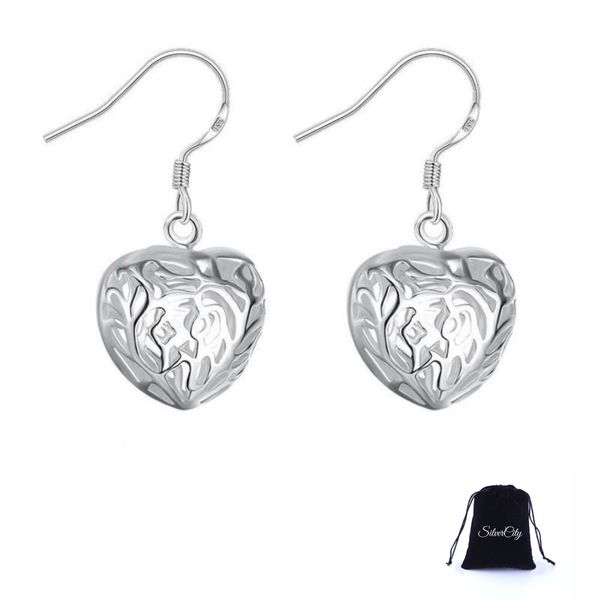 SilverCity Women Silver Plated Silver Designer 3D Heart Earrings