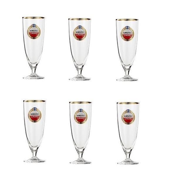 Amstel Draught Glasses 500ml - 6 Pack