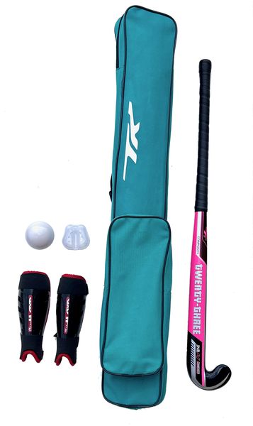 TK 5 Piece Hockey Player Set Composite - Starter Kit - Green Bag - Pink Stick