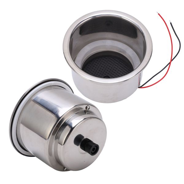 Luminous Cup Holder Insert 2Piece 8 LEDs 304 Stainless Steel Red