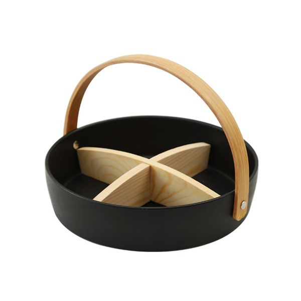 Ceramic Snack Serving Tray Snack Holder Round Platter with Handle for Party