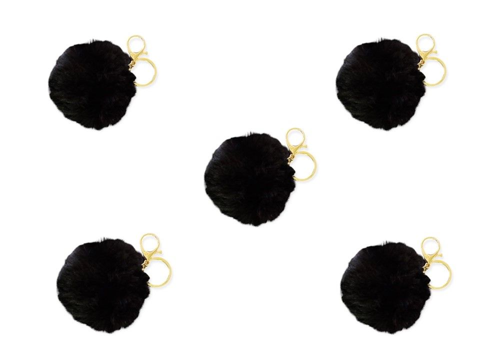 Bulk Pack Fur Pom Pom Keychain Charm- Black - 5 Piece | Shop Today. Get ...