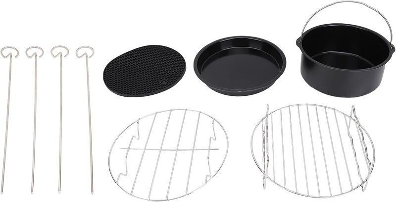 Air Fryer Accessories Set Stainless Steel Complete Baking Pan Skewer Rack
