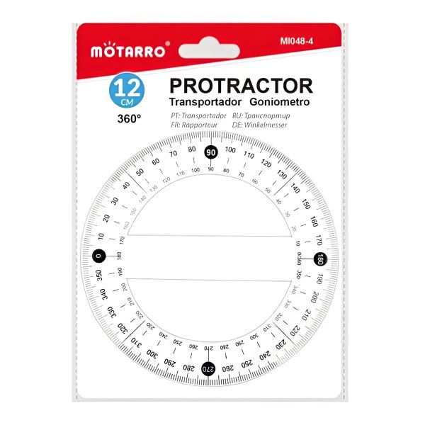 Plastic Full Transparent Protractor 360 Degree Circle Measuring Stationary
