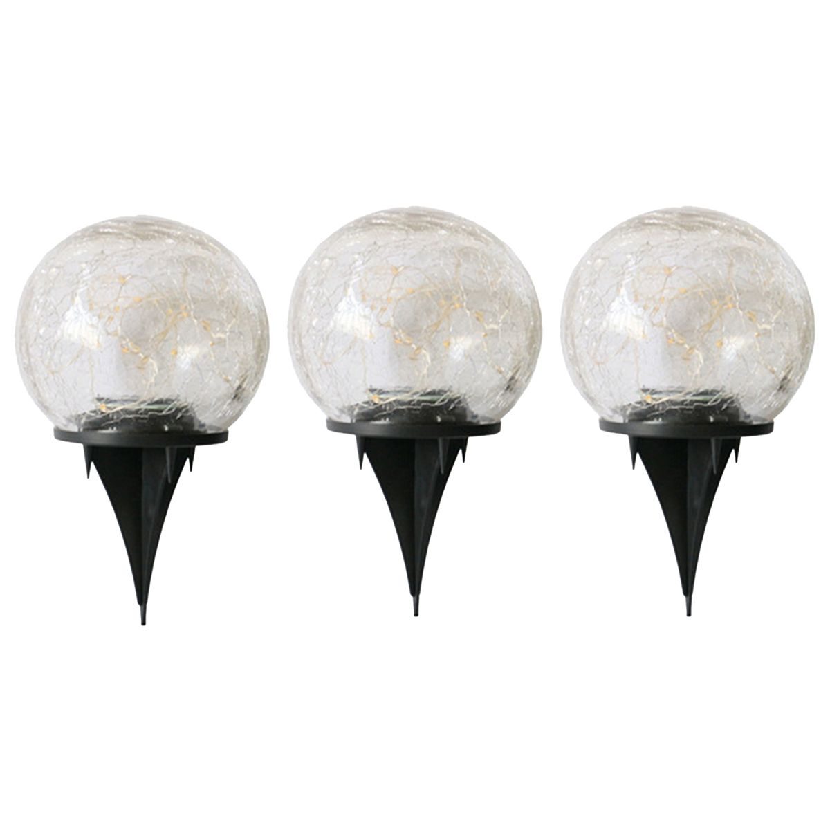 3 Piece 20cm Waterproof Glass Globe Garden Solar Power Ground Lights