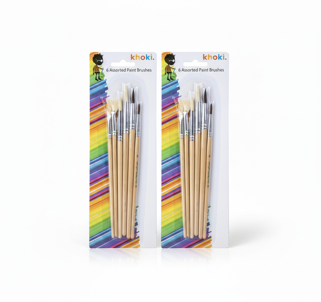 Khoki Artist Paint Brushes Set, 6 Piece for Acrylic &amp; Craft - 2 Pack