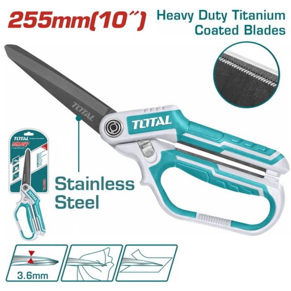 Total 10"/255Mm Rubber Grip Long-Blade Heavy Duty Scissors