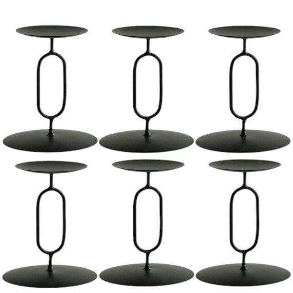 6-Pack Modern Metal Candle Holders - Medium - Black