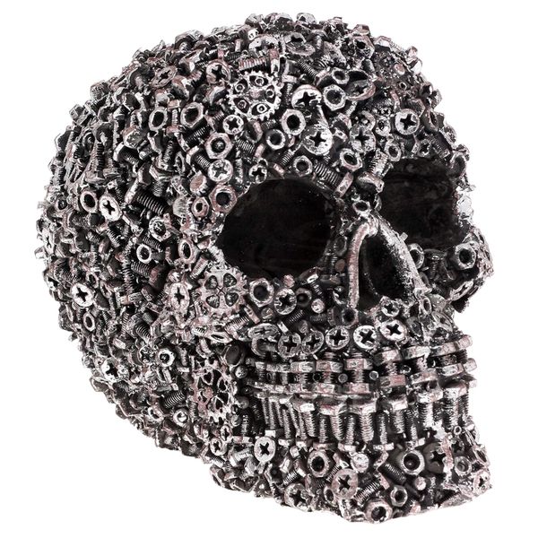 Decor Halloween Resin Screws and Bolts Skull Table Top Ornament 15cm